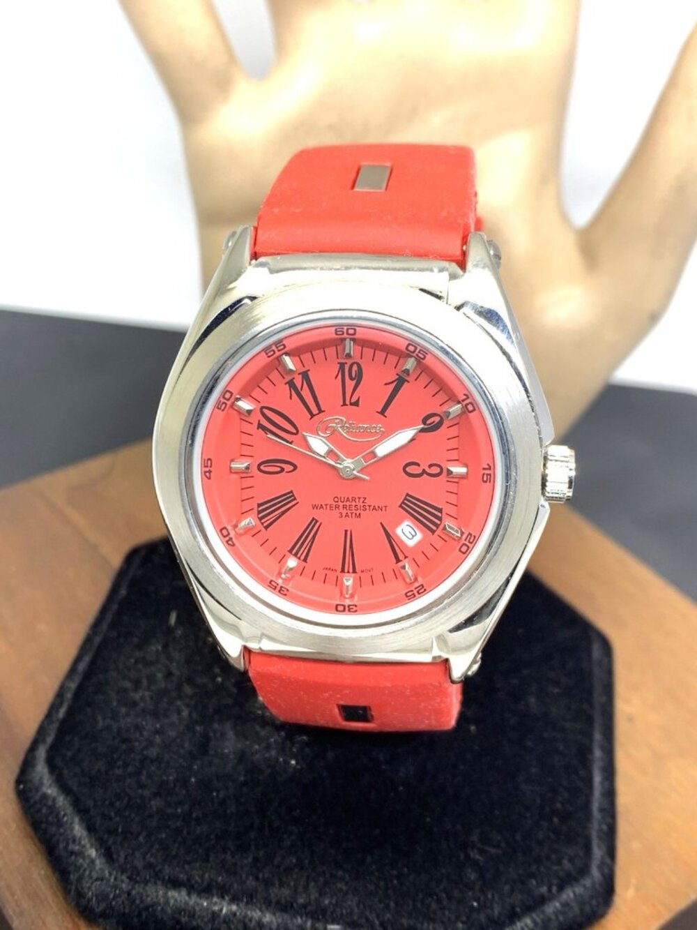 Reliance By Croton Men's Watch RE306051 Quartz Red Dial Rubber Strap 42mm